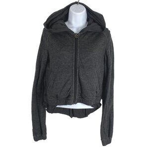 Lululemon Sattva Jacket Womens Size 6 Black Gray Crop Full Zip Hooded CJ-1713